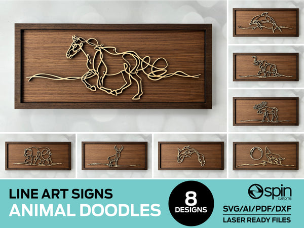 Animals "DOODLES" Line Art Signs - 8 Designs