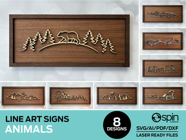 Animals Line Art Signs - 8 Designs