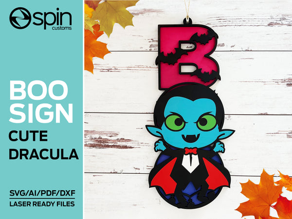 Dracula "BOO" Sign - Halloween - Laser ready file