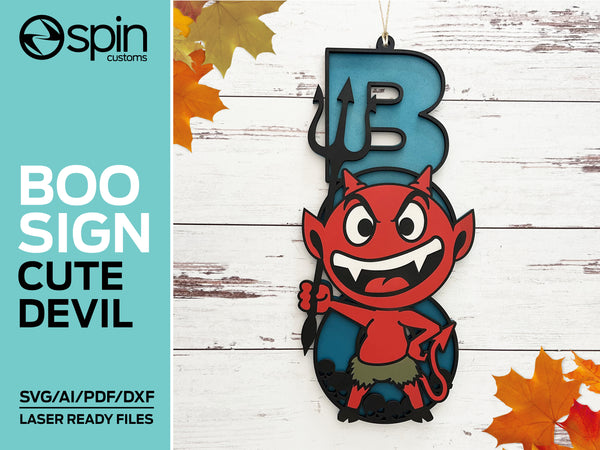 "LITTLE DEVIL" Boo Sign - Halloween - Laser ready file