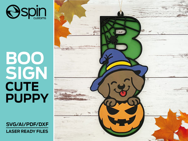 "HALLOWEEN PUPPY" Boo Sign - Halloween - Laser ready file