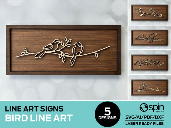 Birds Line Art Signs - 5 Designs