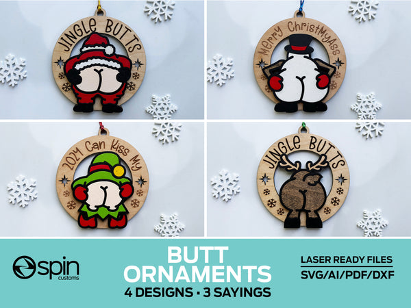 Jingle Butts Christmas Ornaments - Laser Ready Files - All Lasers