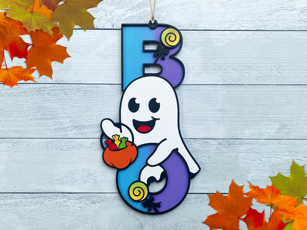 CUTE GHOST "BOO" Sign - Halloween - Laser ready file