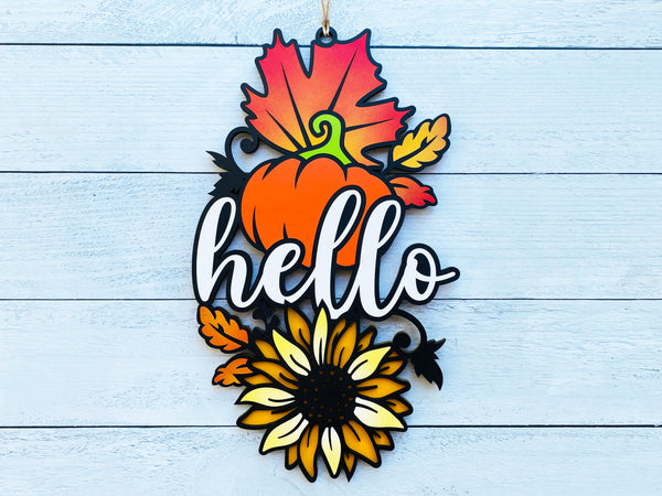 Hello Fall Sign - Laser ready file - Glowforge and ALL Lasers or Cricut