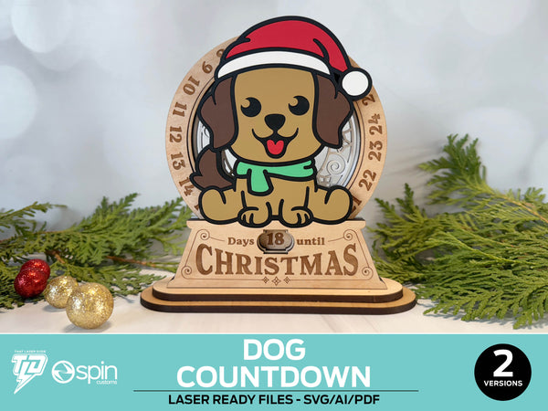 Dog Christmas Countdown Advent Calendar Stand - 2 Variations - Laser Ready Files - All Lasers