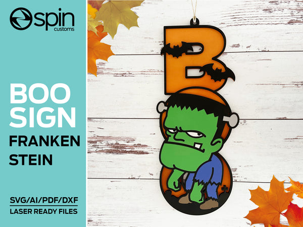 FRANKENSTEIN "BOO" Sign - Halloween - Laser ready file