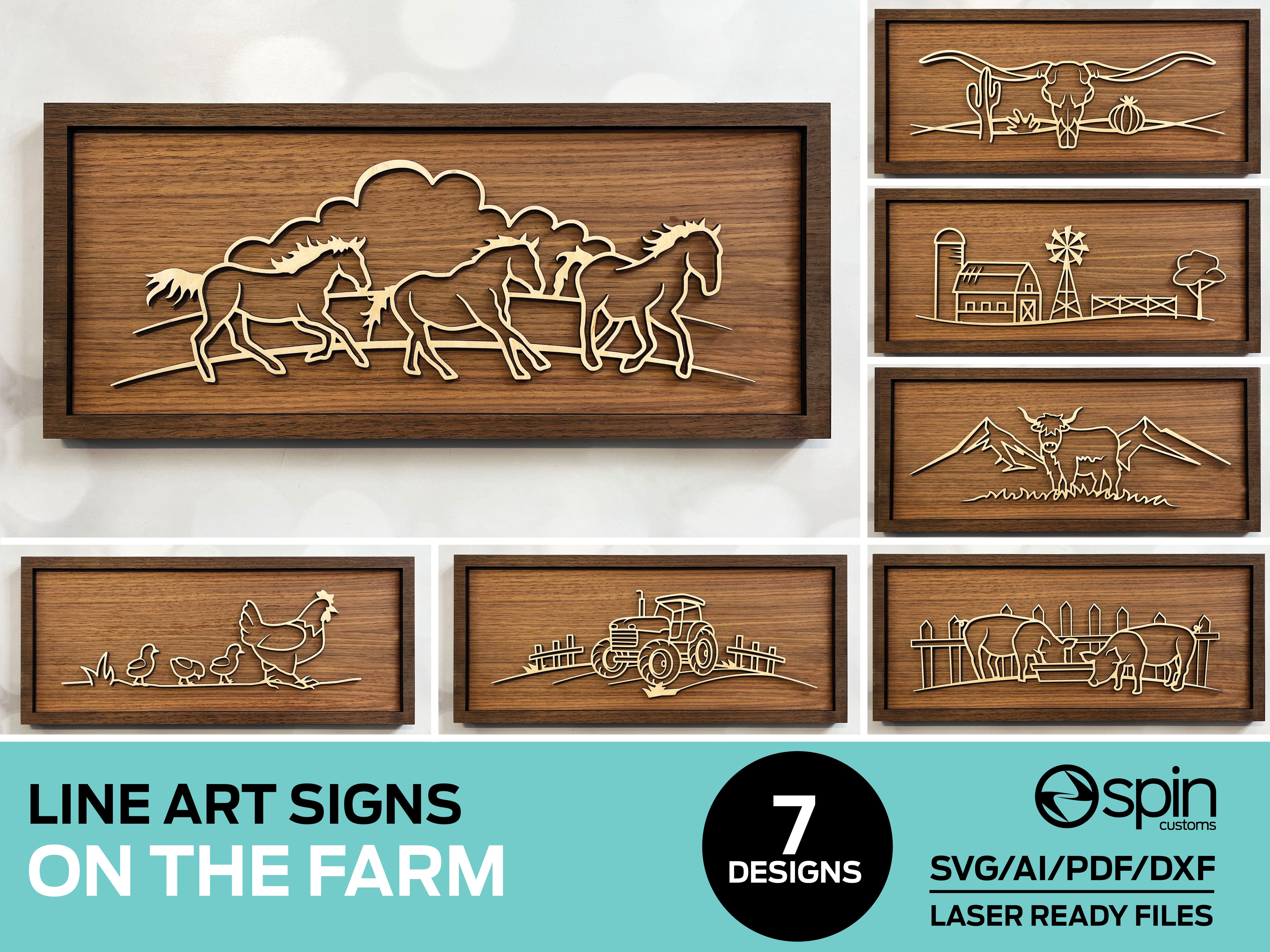 On The Farm Line Art Signs - 7 Designs – That Laser Dude