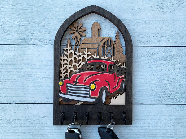 Farm Truck Arch Key Hanger or Decor - Laser Ready file - Glowforge and All Lasers