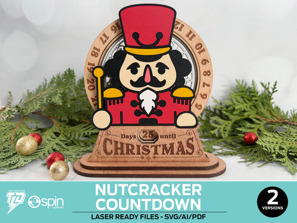Nutcracker Christmas Countdown Advent Calendar Stand - 2 Variations - Laser Ready Files - All Lasers