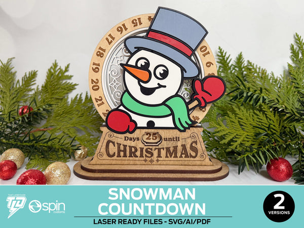 Snowman Christmas Countdown Advent Calendar Stand - 2 Variations - Laser Ready Files - All Lasers