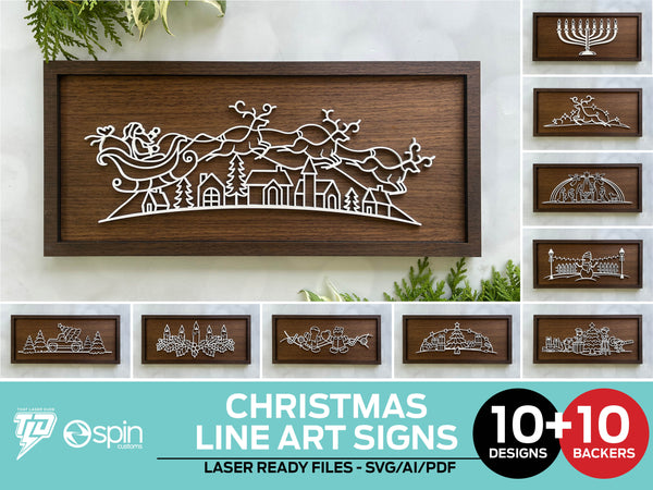 Christmas Line Art Sign Bundle - 20 Designs