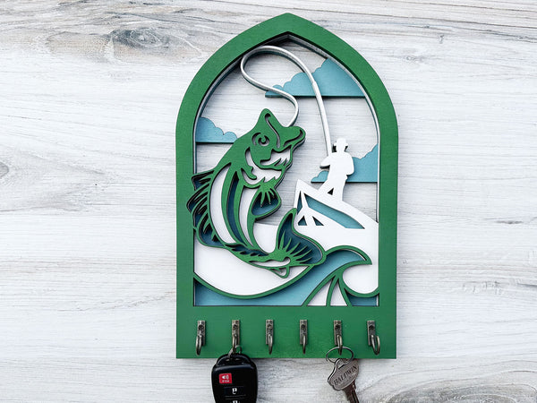 Fishing Arch Key Hanger or Decor - Laser Ready file - Glowforge and All Lasers