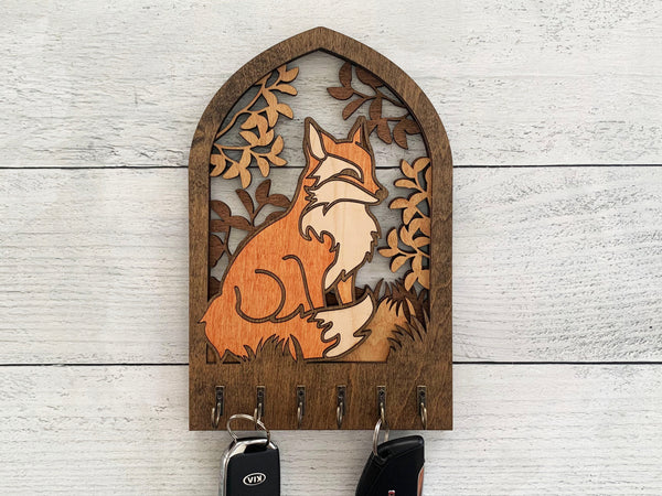 Cute Fox Sitting Arch Key Hanger or Decor - Laser Ready file - Glowforge and All Lasers