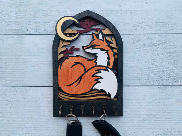 Fox and Moon Arch Key Hanger or Decor - Laser Ready file - Glowforge and All Lasers