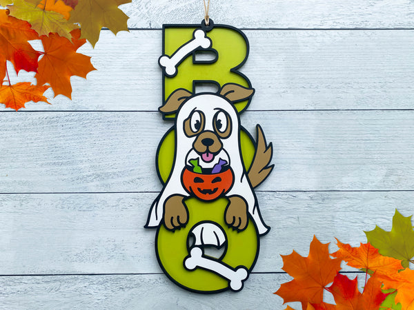GHOST PUPPY "BOO" Sign - Halloween - Laser ready file