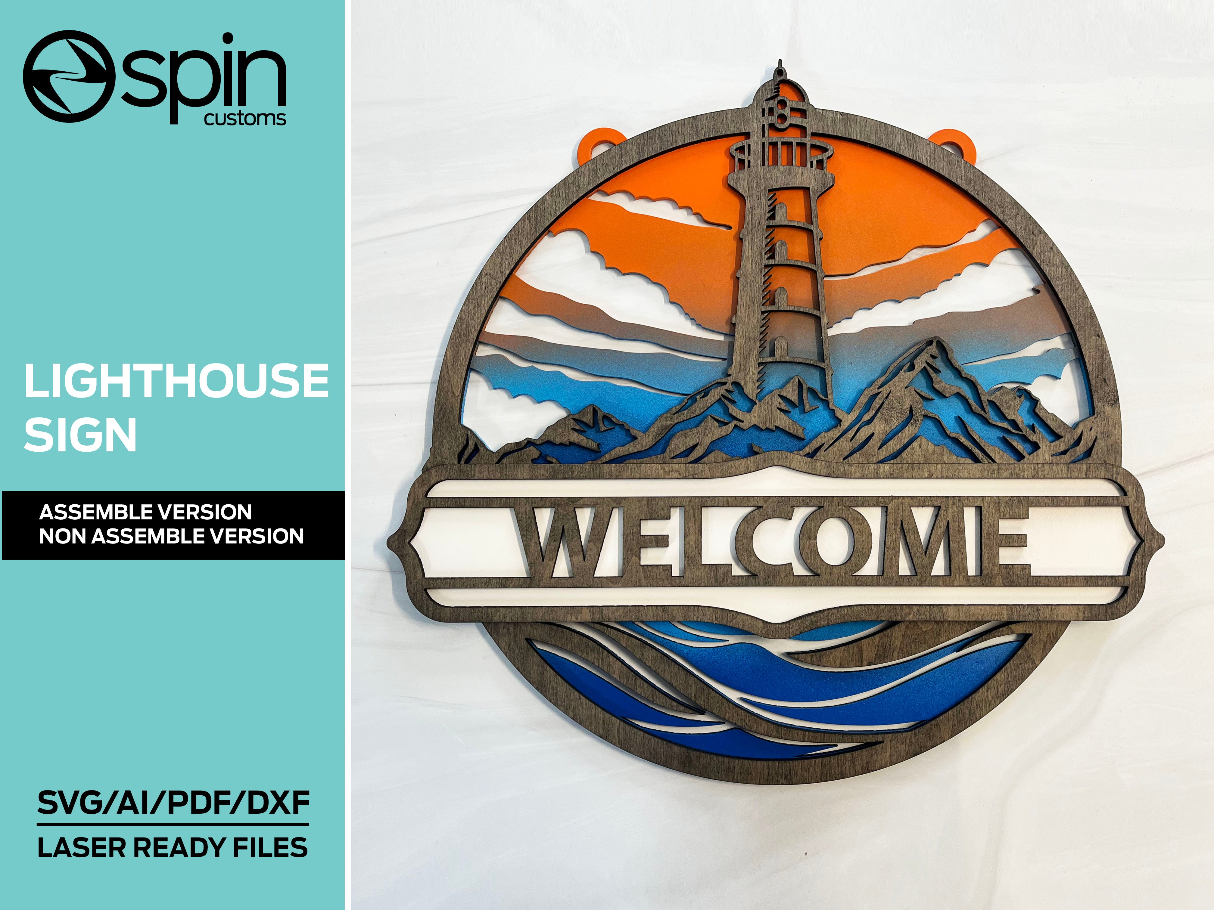 Lighthouse Sign - Layered Assemble and Non Assemble – That Laser Dude