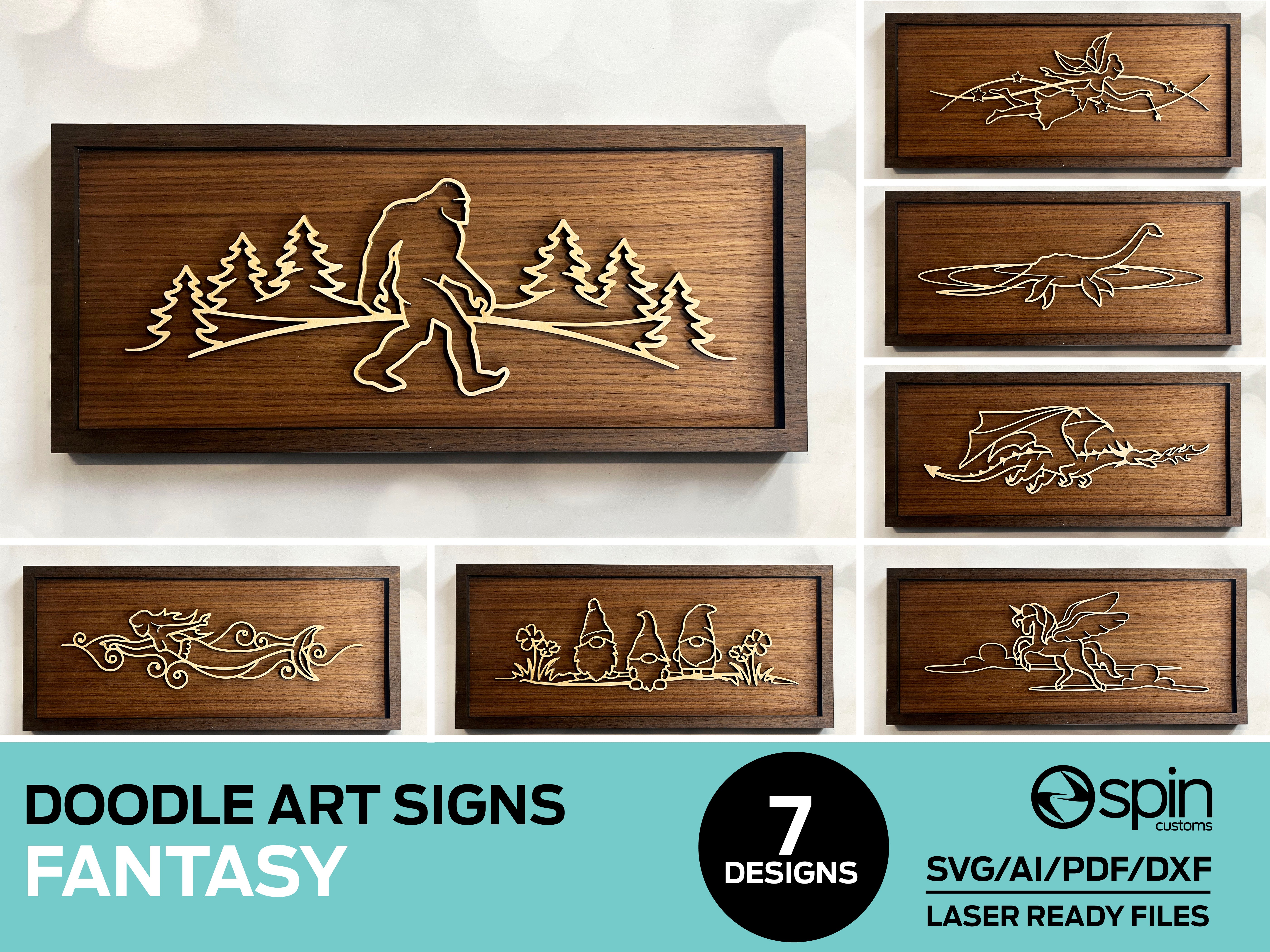Line Photo Sign Fantasy Line Art Signs - 7 Designs – That Laser Dude