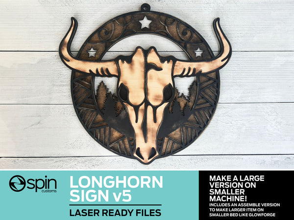 Longhorn Sign Version 5 - Multi-Layer Assemble and Non Assemble  - Laser Cut File