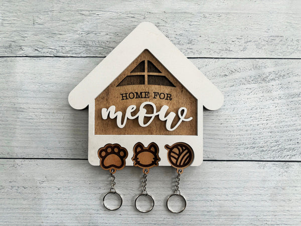 Home for Meow Cat Key Hanger - Laser Ready file - Glowforge and All Lasers