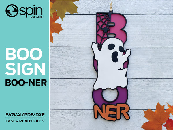 BOO-NER "BOO" Sign - Halloween After Dark - Laser ready file