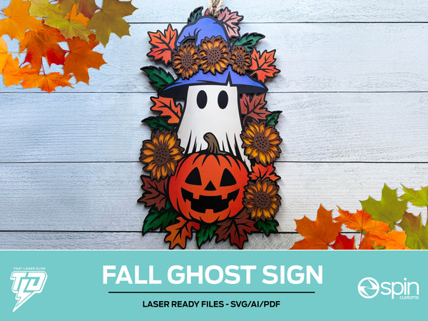 Autumn Ghost Sign - Fall/Halloween - Laser ready file - Glowforge and other lasers