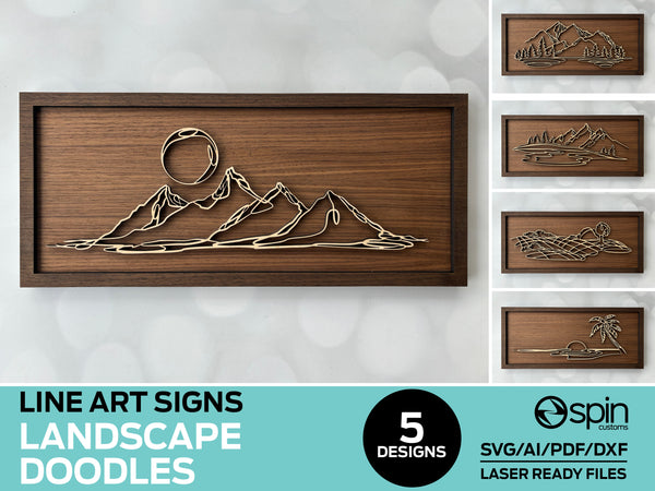 Landscapes "DOODLES" Line Art Signs - 5 Designs