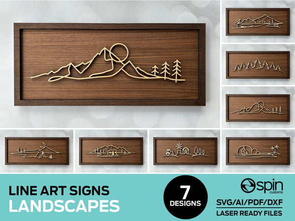 Landscapes Line Art Signs - 7 Designs