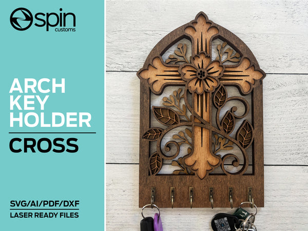 Cross Arch Key Hanger or Decor - Laser Ready file - Glowforge and All Lasers