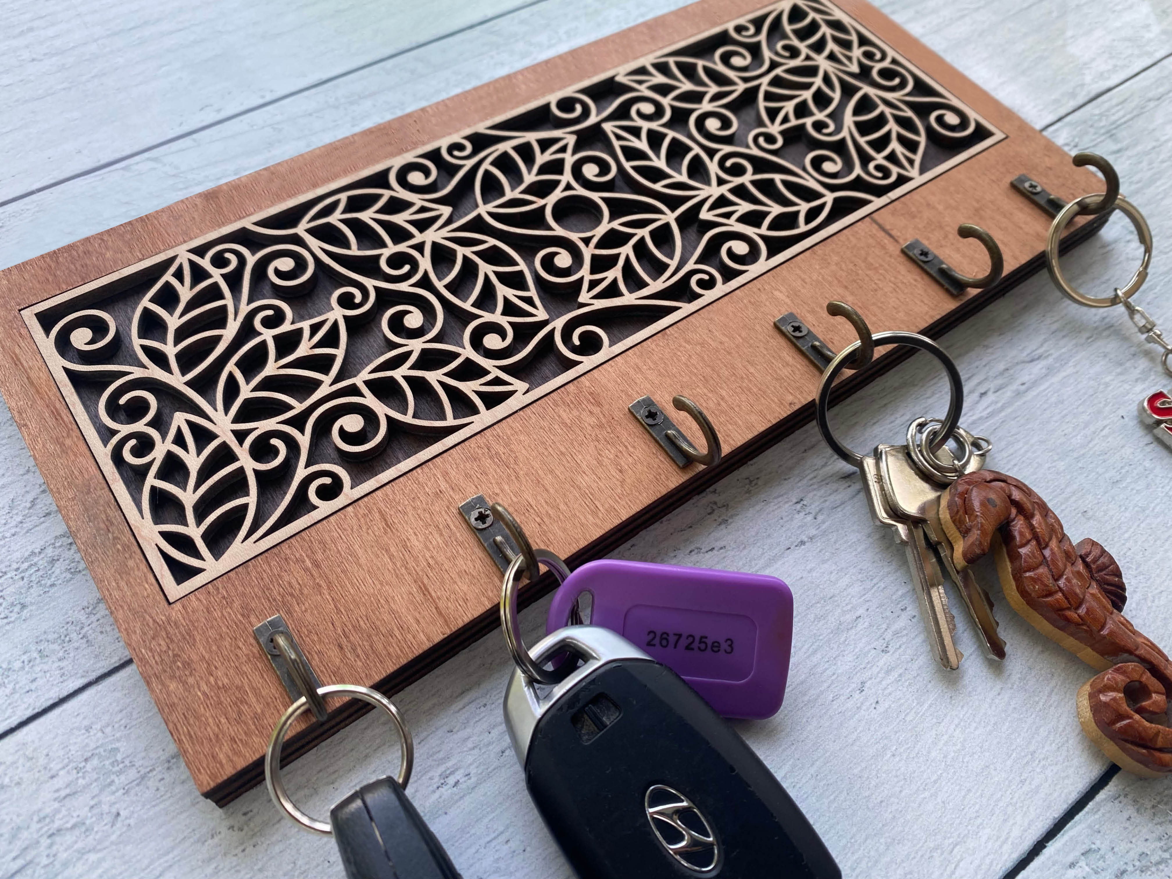 Key Holer Design Decorative Key Holders Bundle - 14 Designs - Glowforge and Lightburn T ...