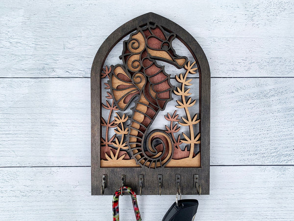 Seahorse Arch Key Hanger or Decor - Laser Ready file - Glowforge and All Lasers