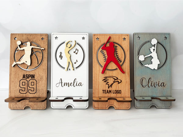 Sports and Recreation Cell Phone Stands - 66 Designs - Laser Ready File - Glowforge and Lightburn Tested