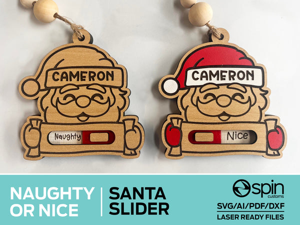 Santa Naughty or Nice Slider Ornaments