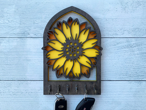 Sunflower Arch Key Hanger or Decor - Laser Ready file - Glowforge and All Lasers