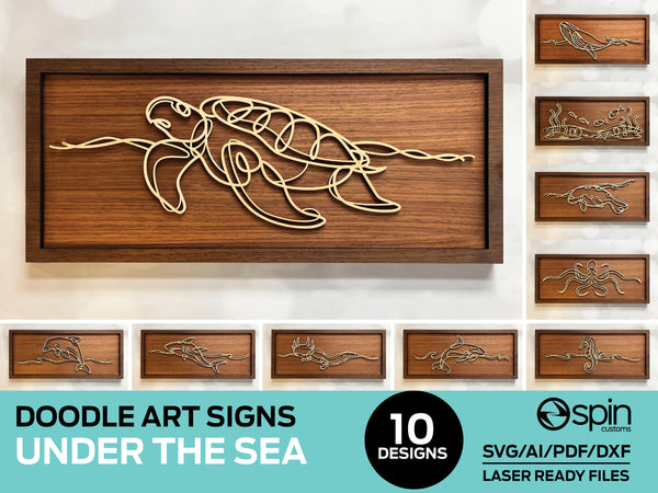 Under the Sea "DOODLES" -  Line Art Signs - 10 Designs