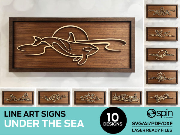 Under the Sea Line Art Signs - 10 Designs