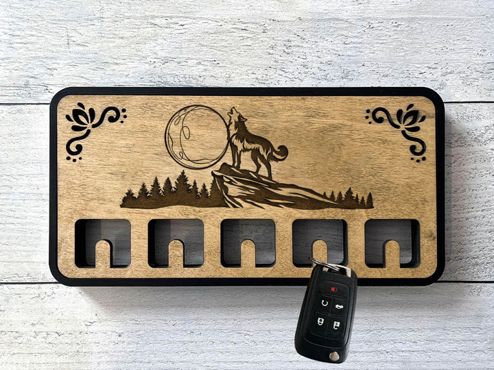 Wolf Tree Engraved Key Hanger - 3 Backer Options - Laser Ready file ...