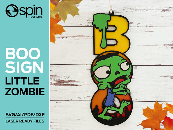 Boo Sign "Little Zombie" Sign - Halloween - Laser ready file