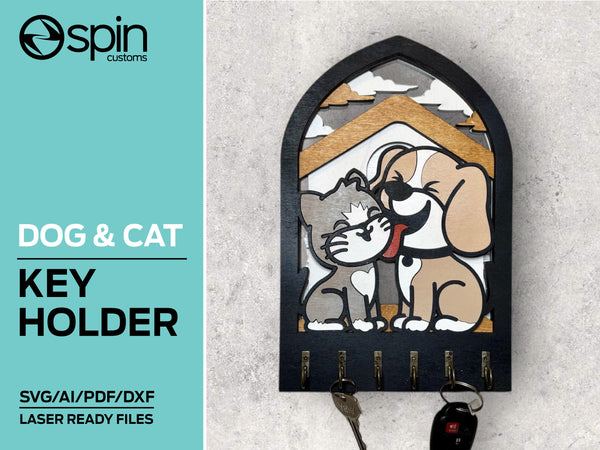 Cat and Dog Arch Key hanger or Decor - Laser Ready file - Glowforge and All Lasers