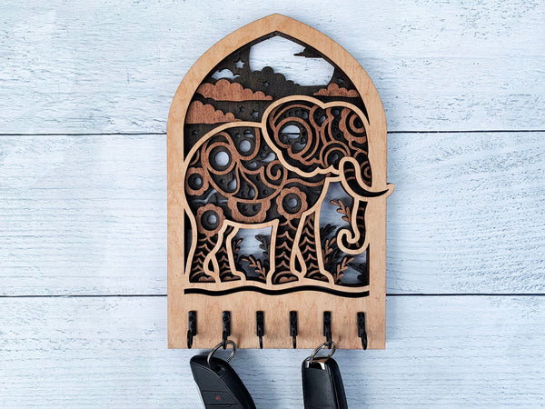 Elephant Arch Key Hanger or Decor - Laser Ready file - Glowforge and All Lasers