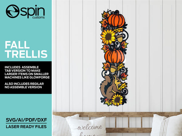 Fall / Autumn Vertical Garden Trellis - Layered Assemble and Non Assemble sign - Laser Cut File