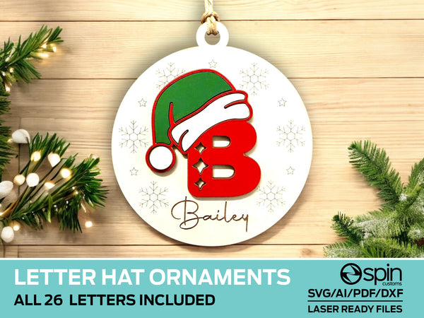 Letter Hat Ornaments - 26 Monogram Designs (A-Z)