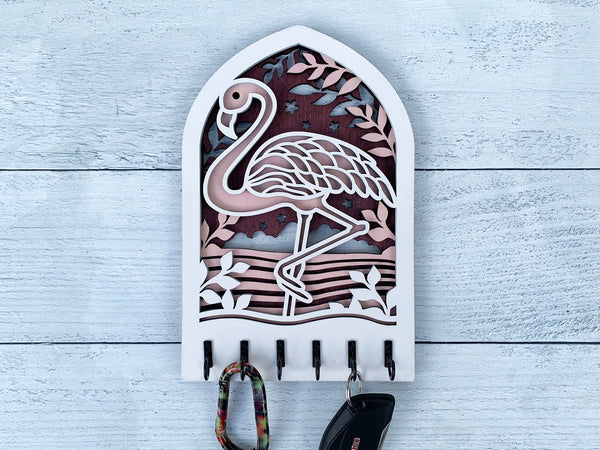 Flamingo Arch Key Hanger or Decor - Laser Ready file - Glowforge and All Lasers