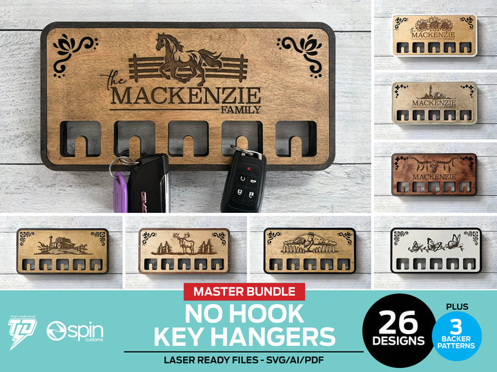 Engraved Key Hangers Master Bundle - 26 Designs plus 3 Backer Options ...