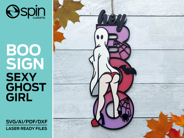 SEXY GHOST "BOO" Sign - Halloween - Laser ready file