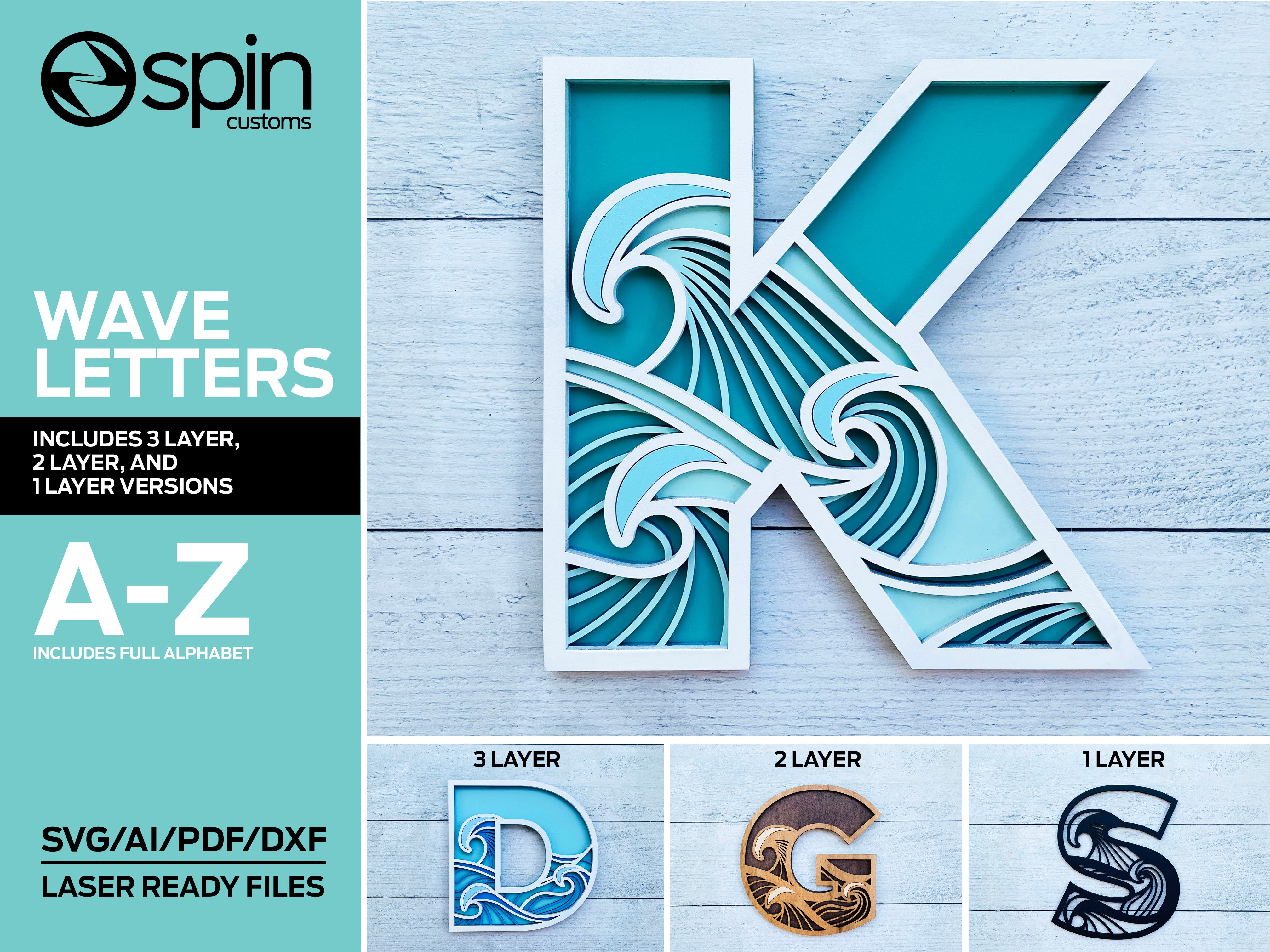 Wave Letteres Wave Letters - A-Z – That Laser Dude