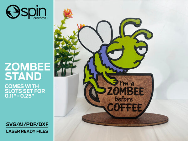 Zom-Bee/ZomBee Stand - Laser ready file - Glowforge and other lasers