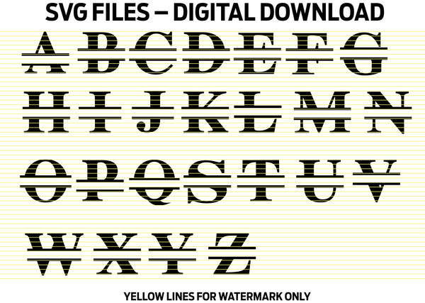 Simple Split Letter Monogram Set - Digital File - SVG - Full Alphabet
