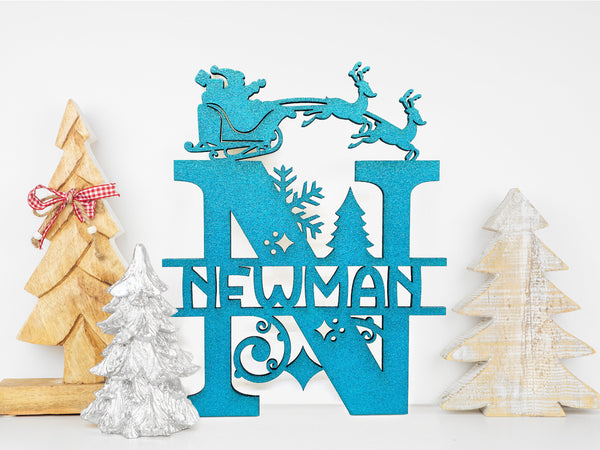 Christmas Theme Split Letter Monograms and Ornaments