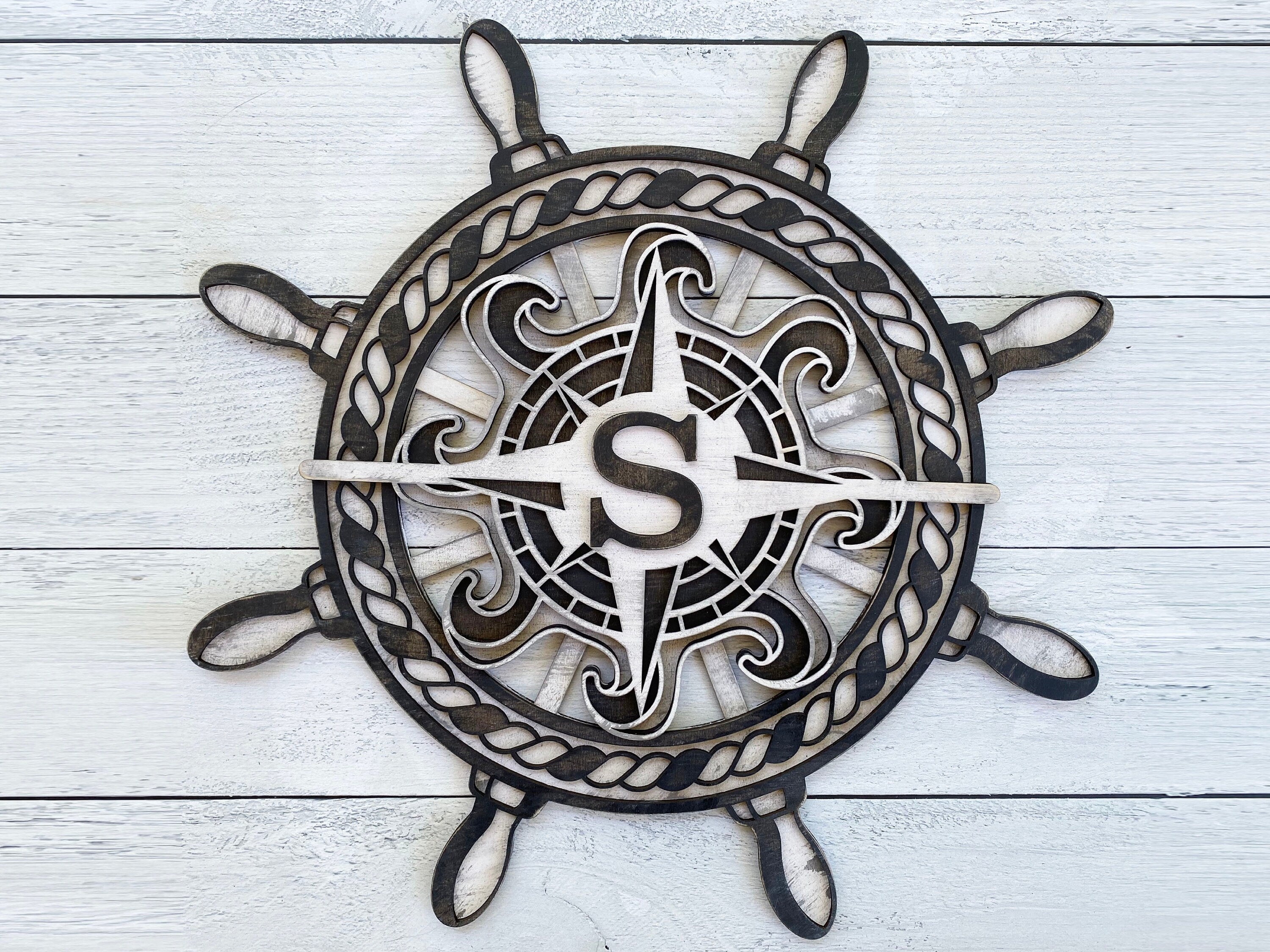 Multi-Layer Assemble and Non Assemble - Nautical Ships Wheel/Compass S ...